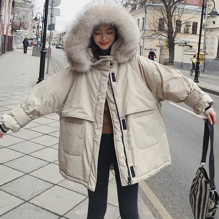 

Korean-style Loose-Fit BF Workwear Cotton Coat Women's Mid-length 2018 Winter New Style Students Clothing Coat Thick CHIC Cotton