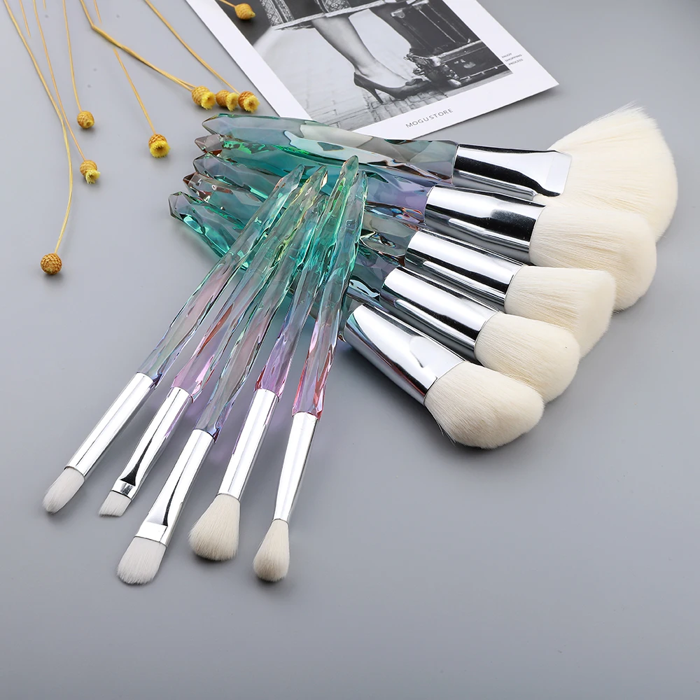 10Pcs Crystal Makeup Brushes Set Powder Foundation Fan Brush Eye Shadow Eyebrow Professional Blush Makeup Brush 5