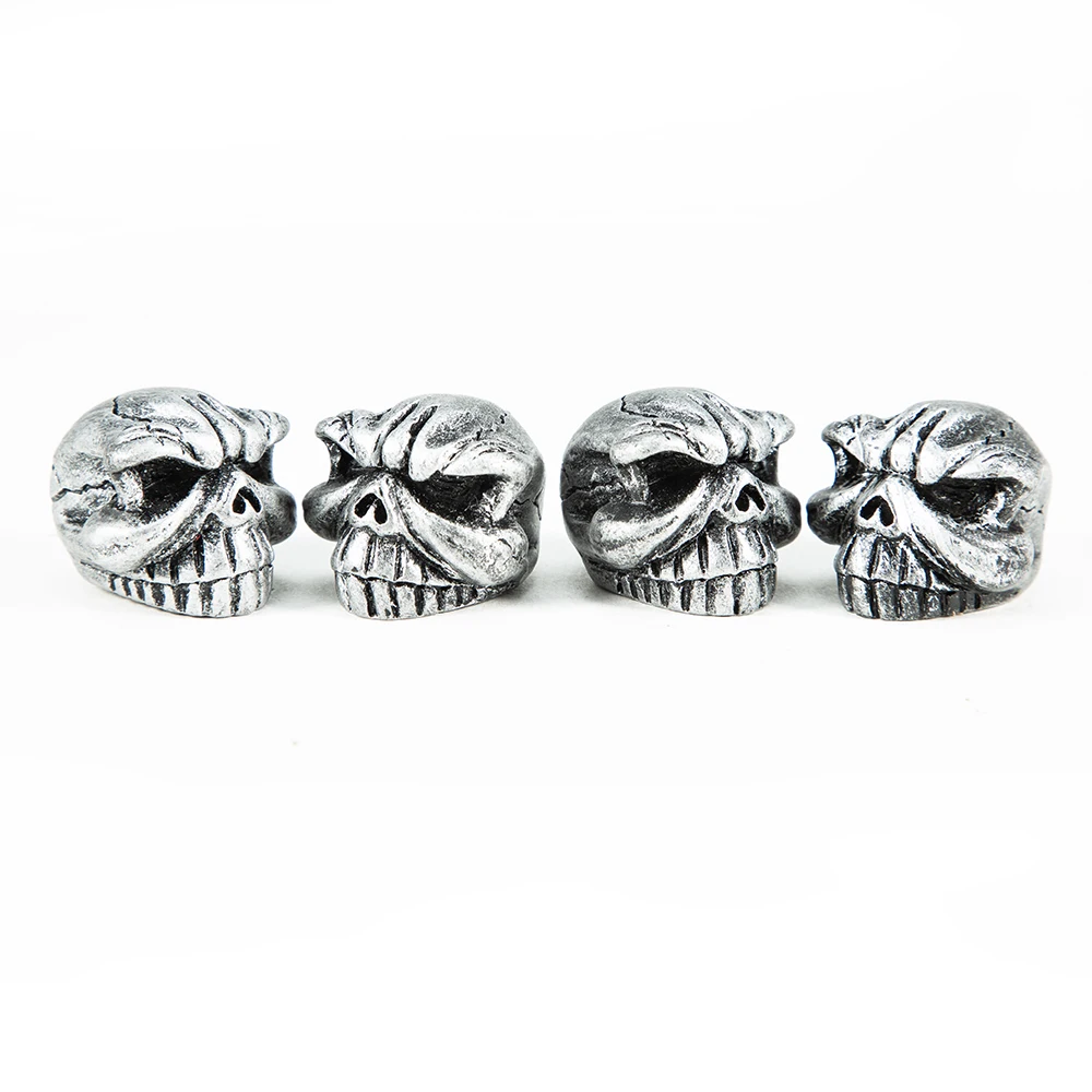 Set of 4 Skull Design Tire Valve Dust Caps for Vehicles and Bicycles