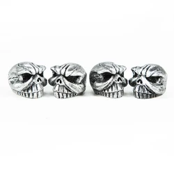 Set of 4 Skull Design Tire Valve Dust Caps for Vehicles and Bicycles (Silver)