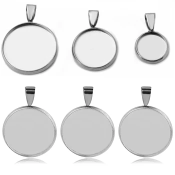 

20pcs/lot Stainless Steel Pendant Settings Clasps Cabochon Base Bezel Trays Blank Fit 6/8/10/12/14/16/18/20/25mm Jewelry Making