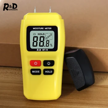 

R&D MT15 Wood Moisture Meter Wood Humidity Tester Hygrometer Timber Damp Detector Tree Density tester with Backlight Yellow