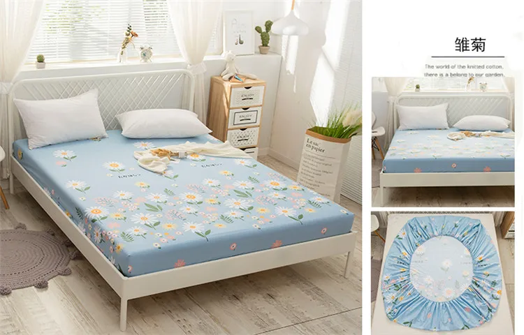 Description Picture 5 of itemKuup New 1pc Pure Cotton Soft Fitted Sheet Luxurious Double Queen King Size Bed Sheet with Elastic Bottom Sheet Cotton For Adult