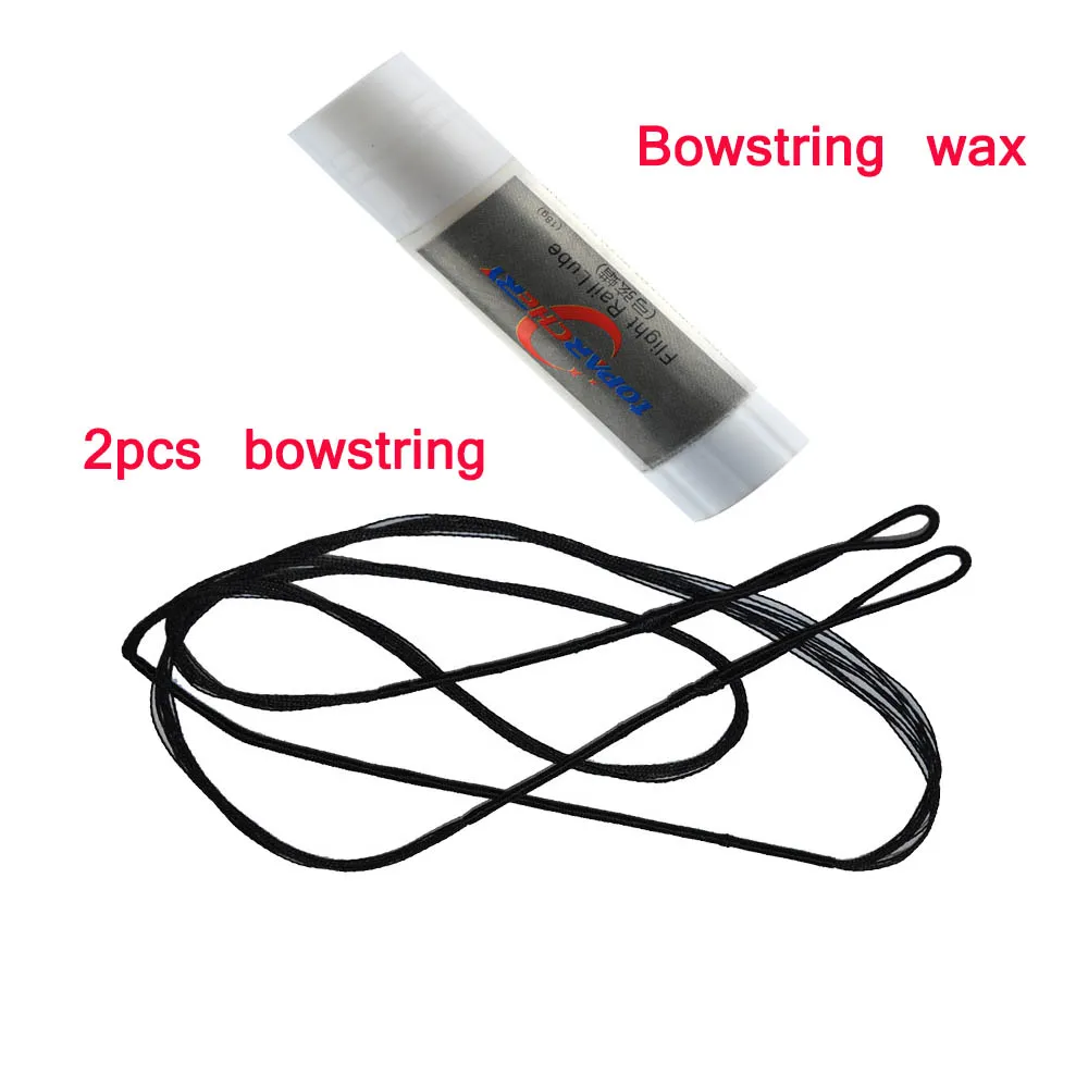 2pcs/pack 12 Strands Black Replaceable Bowstring and Wax for Archery Recurve Bow Longbow Fit 43.7''-70' 111-178cm Bow Hunting
