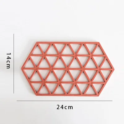 Геометрический нескользящий коврик для стола с полой подвеской, Чайный подстаканник, чаша, экологичные кухонные принадлежности - Цвет: large triangle red
