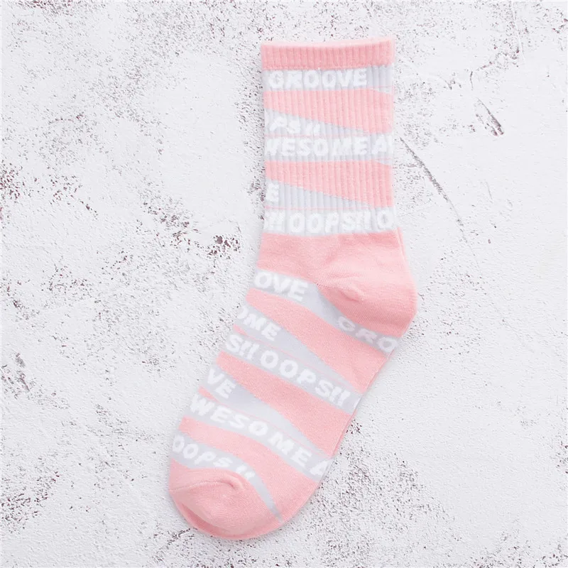 Женские хипстерские носки в стиле Харадзюку с надписью «OOPS» и рисунком «Groove», вечерние носки унисекс для клуба, скейтборда, уличных танцев - Цвет: Pink Gray Groove