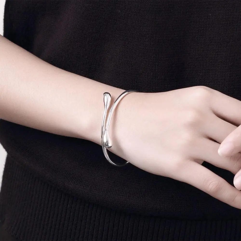 Fashion Wedding Bridal Jewelry Set 925 Silver Jewelry Water Drop Necklace Bangles Rings Earrings Sets For Women Party Gifts