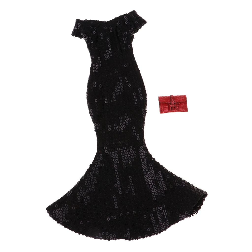 1/6 Scale Off Shoulder Fishtail Dresses with Wallet for 12 inch   HT,  PH, JIAOU, CY Girls Female Body