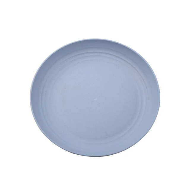 25cm High Quality Dinner Plate Wheat Straw Plate Solid Color Plate Fruit Dishes Tableware Bone Dish Eco Friendly Unbreakable Blue