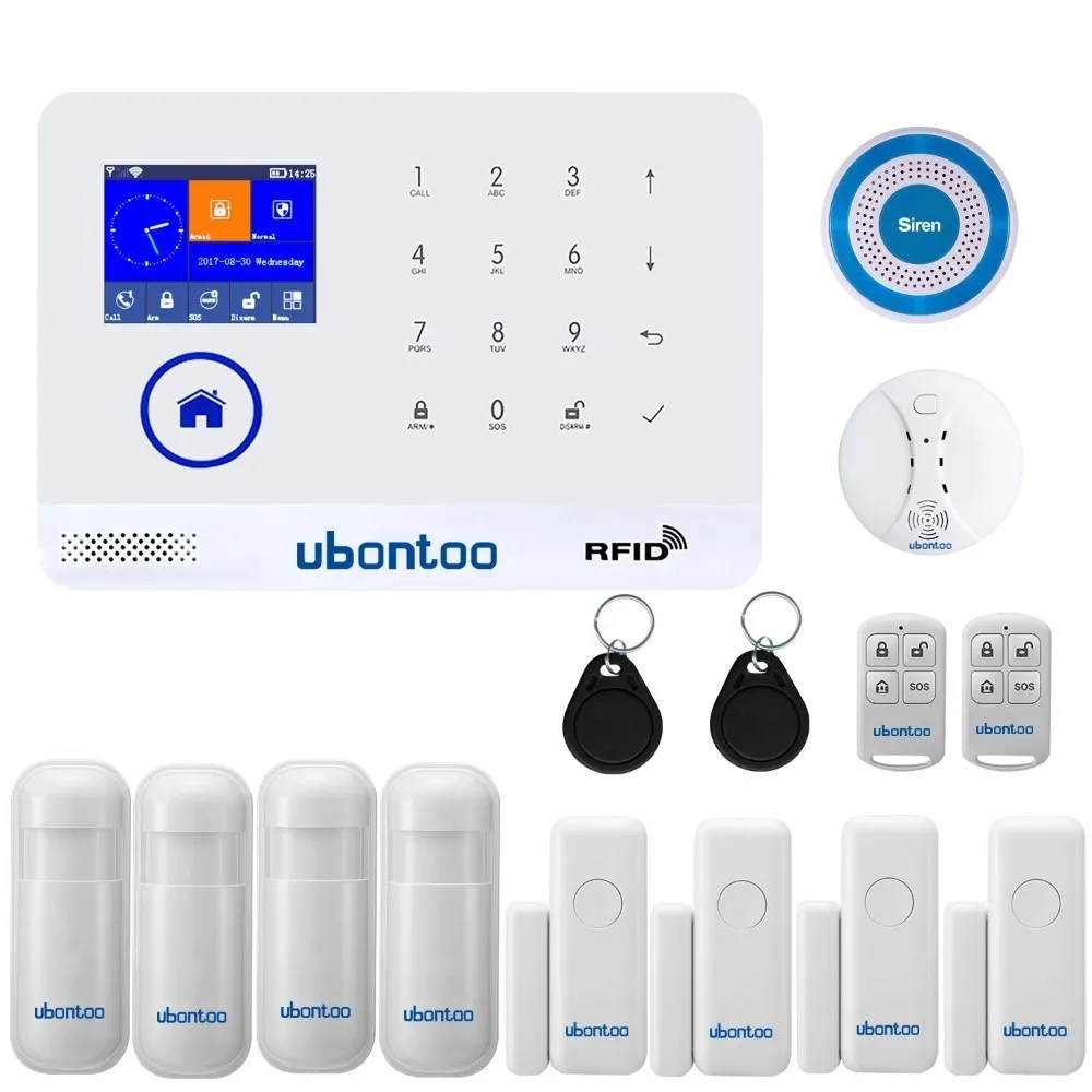 UBONTOO EN RU ES PL DE FR он переключаемый беспроводной домашней безопасности wifi GSM GPRS Сигнализация приложение пульт дистанционного управления RFID Arm/Disarm - Цвет: UB103-H
