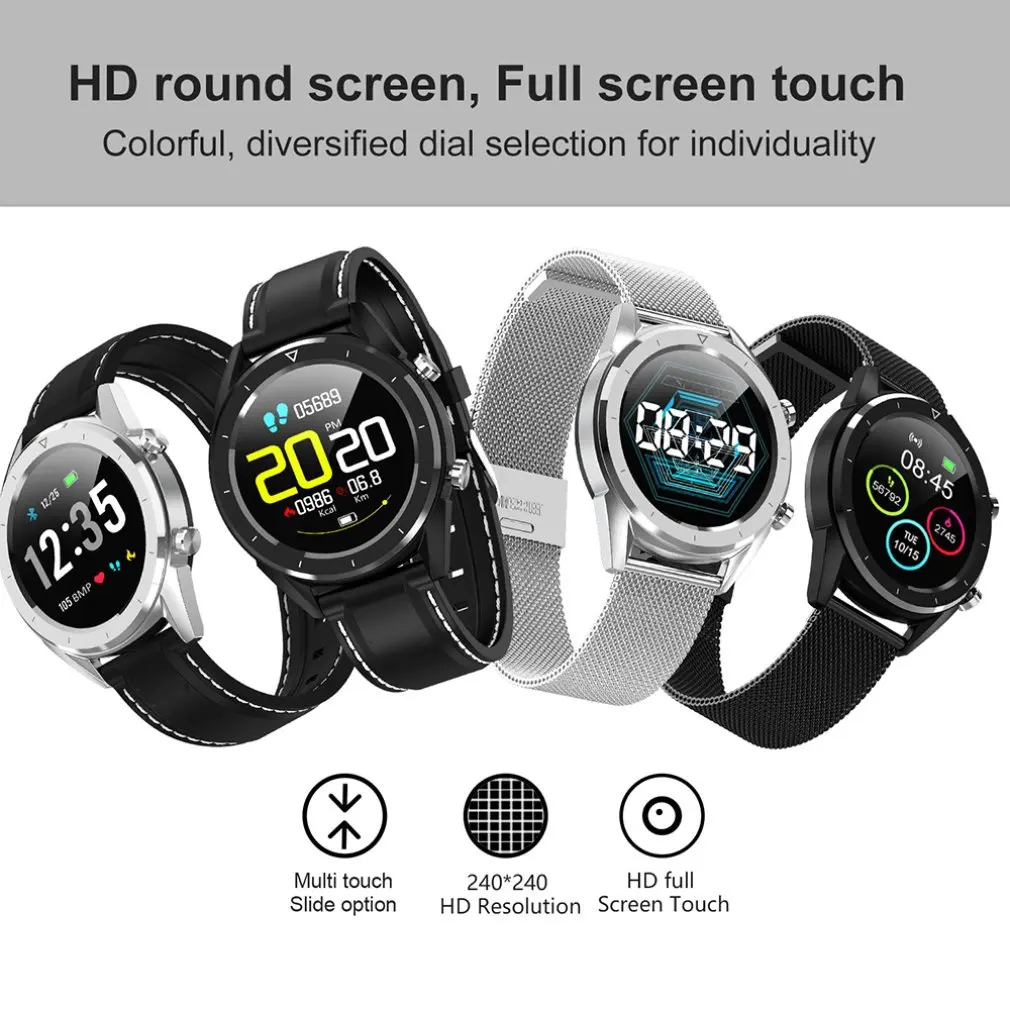 DT28 Смарт-часы с цветным экраном, шаг ЭКГ, сердечный ритм, кислород в крови, спортивный ремешок, кожаный/стальной ремешок, умный Браслет