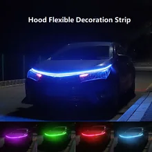 

2pcs Waterproof Car Led Light Strip for Hood Flexible Decoration Strip Light 80/120cm Decor Lamp Universal Fit for Most Vehicles