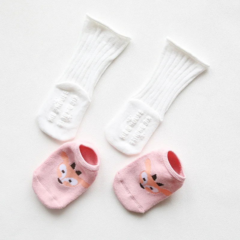 New Autumn Winter Terry Thicken Toddlers Baby Floor Socks 2pcs Non-slip Cartoon Infants Climb Walk Socks