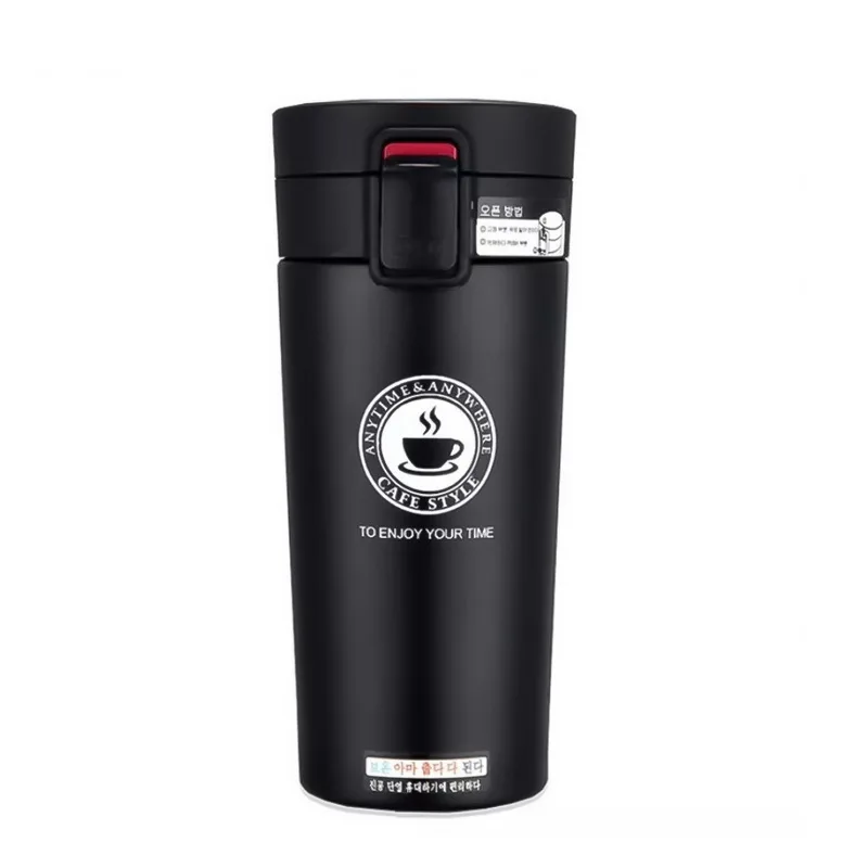 380ml Portable Travel Coffee Mug Vacuum Flask Thermo Water Bottle Car Mug Thermocup Stainless Steel Thermos Tumbler Cup - Цвет: 380ml black