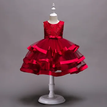 

Rose Princess Girl Party Dresses Beautiful Tutu Wedding Dress for Christmas Kids Girls Birthday Clothes 3Y-11Y