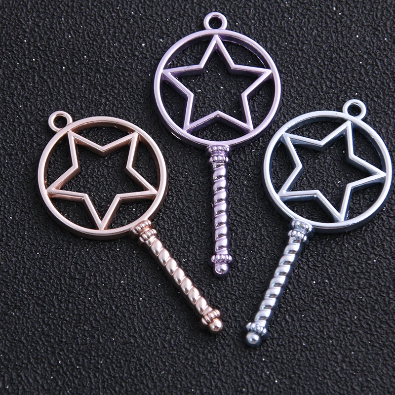 4pcs 25*55mm Three Color Alloy Jewelry Accessories Five star Charm Hollow Glue Blank Pendant Tray Bezel | Украшения и аксессуары