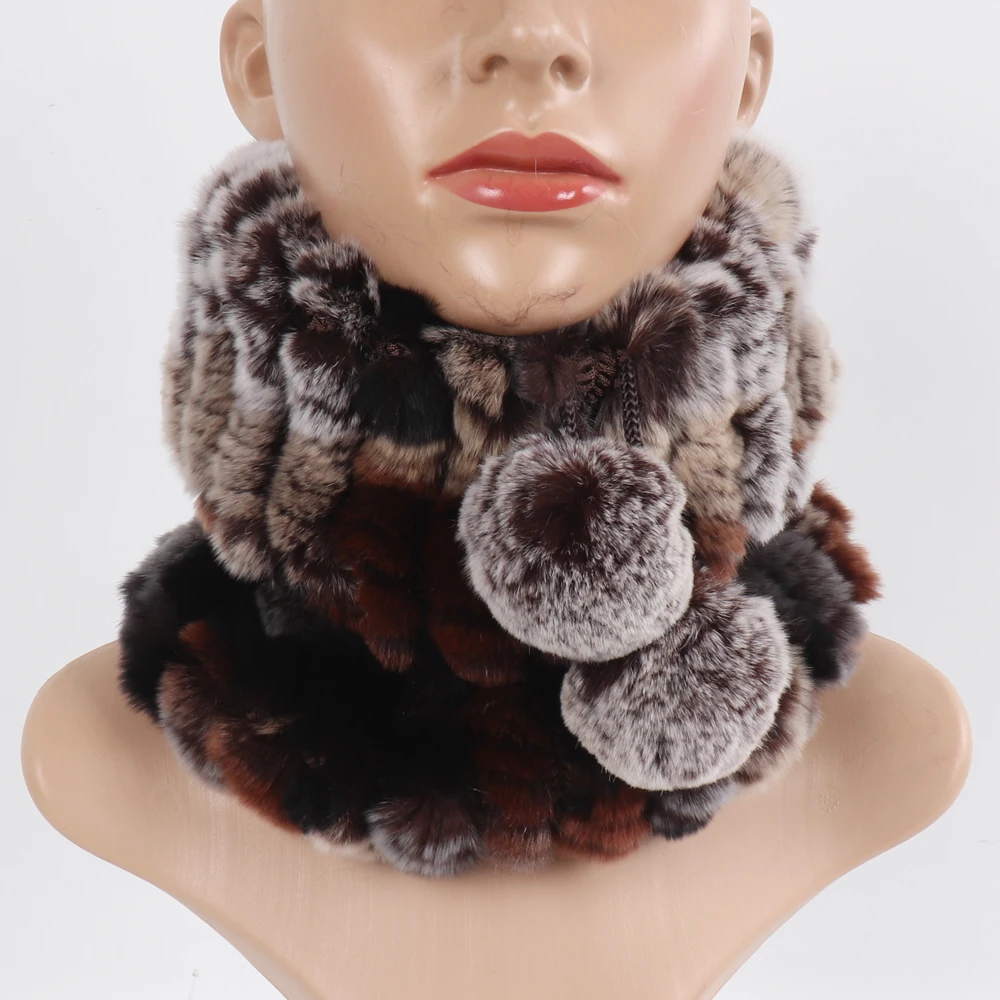 2025 New Lady Real Rex Rabbit Fur Hat Natural Warm Rex Rabbit Fur Hat Scarf Women Hand Knitted Soft Real Rabbit Fur Caps Scarves 4