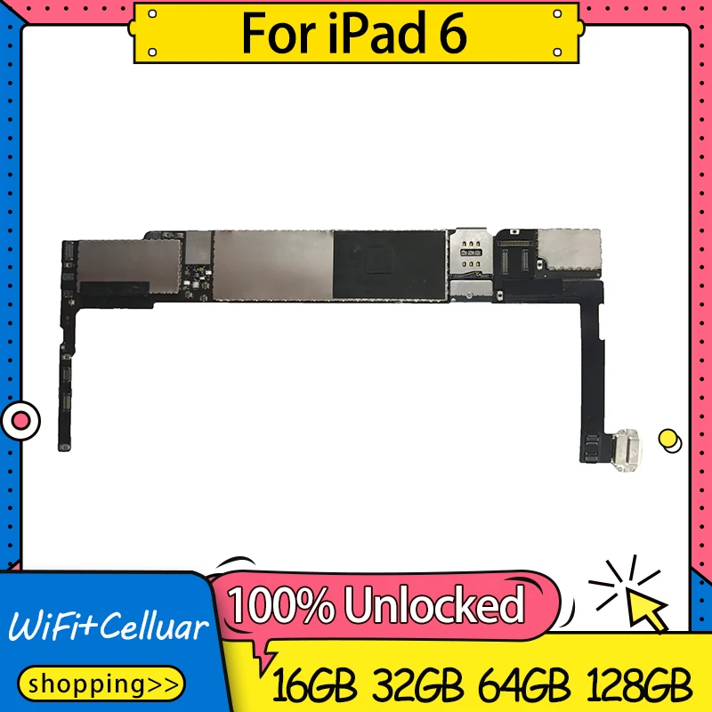 100% разблокированная материнская плата A1566 A1567 для iPad 6 Air 2 без сенсорного ID WiFi 4G
