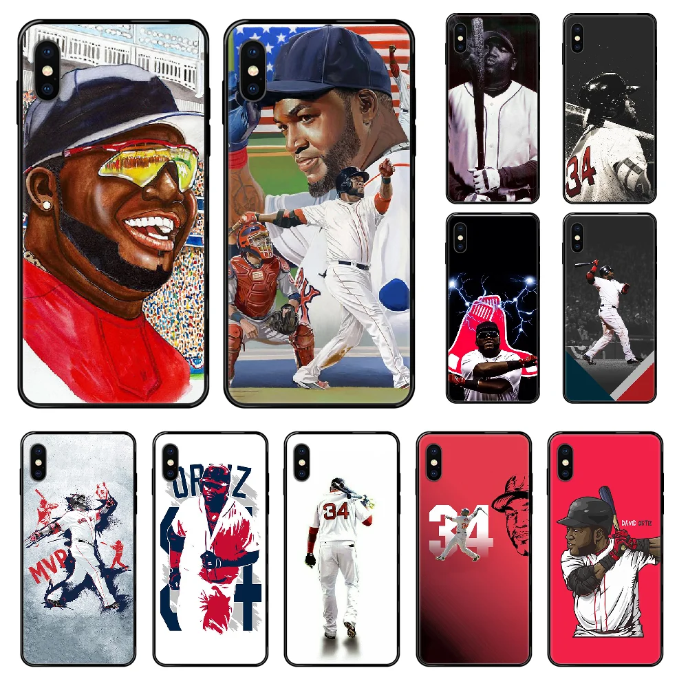 Чехол для телефона David Бейсбол 34 Ortiz iphone 4 4s 5 5S SE 5C 6 6S 7 8 plus X XS XR 11 PRO MAX 2020 черный
