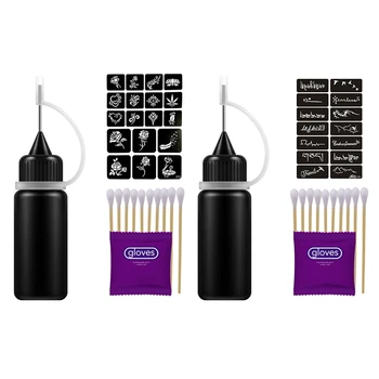 

2 Set Temporary Tattoo Ink Natural Long Lasting Organic Jagua Fruit Gel/Ink No Alcohol 10Ml Tattoo Stickers, F11 & Y21