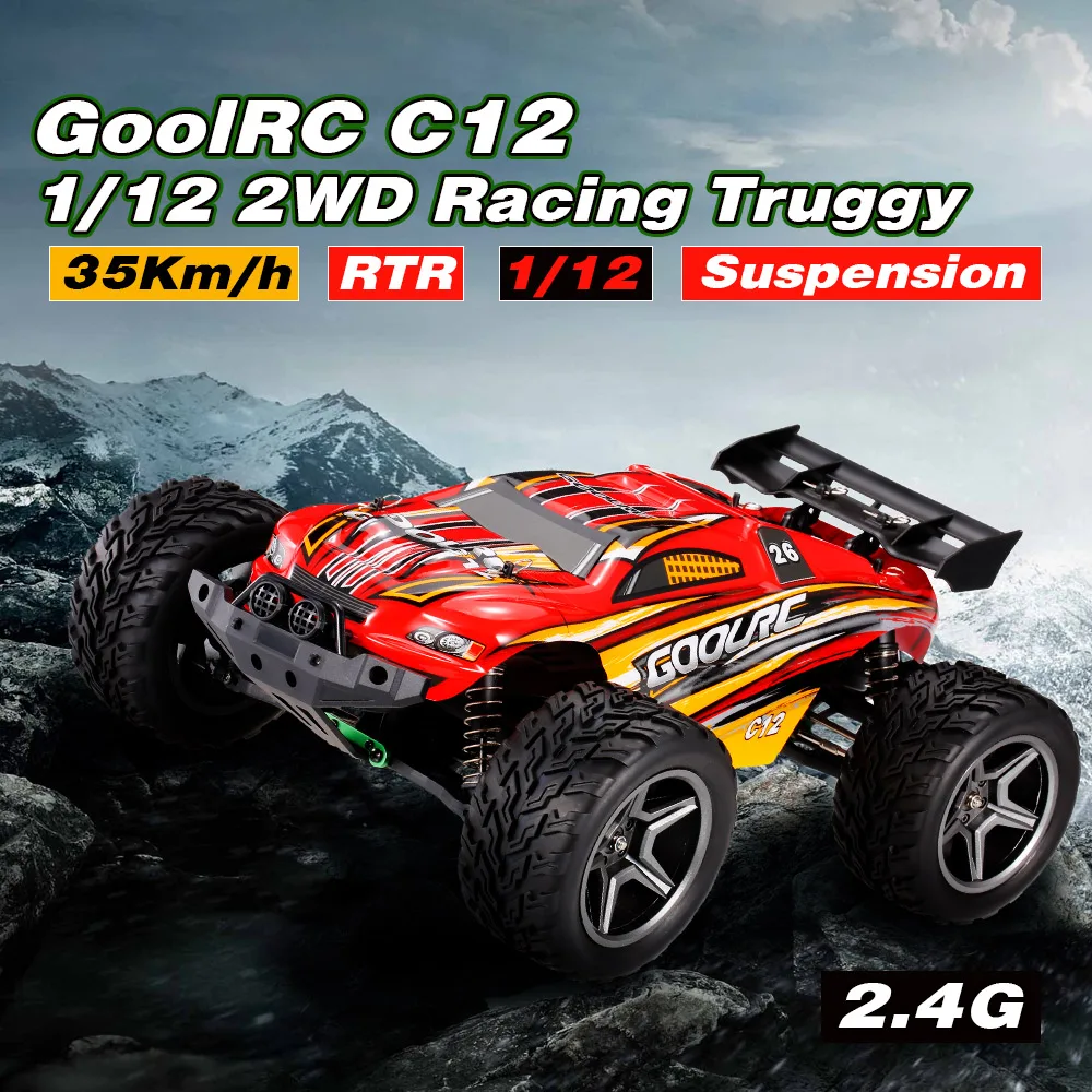 

GoolRC C12 2.4GHz 2WD 1/12 35km/h Brushed Electric Monster Truck Racing Truggy Off-Road Buggy RC Car RTR