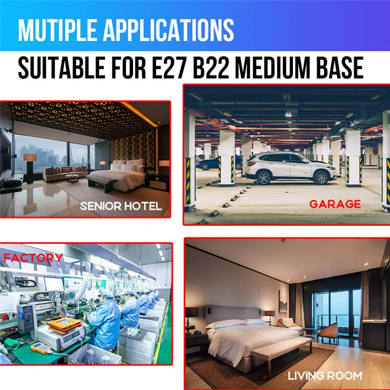 AC85 265V 60 Вт Светодиодная деформируемая лампа E27 B22 для мастерской промышленное