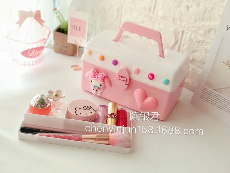 Hello kitty Пластиковый Контейнер Для Хранения Подарочная игрушка коробка для ювелирных изделий ящик для косметики Настольный органайзер для таблеток