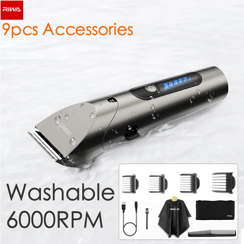 Cortadora de pelo para peluquero Xiaomi Riwa, cortadora eléctrica lavable con pantalla LED, cortadora de pelo profesional recargable para hombres pelos lavadora  máquinas de cortar 0 mm hair clippers  máquina barba