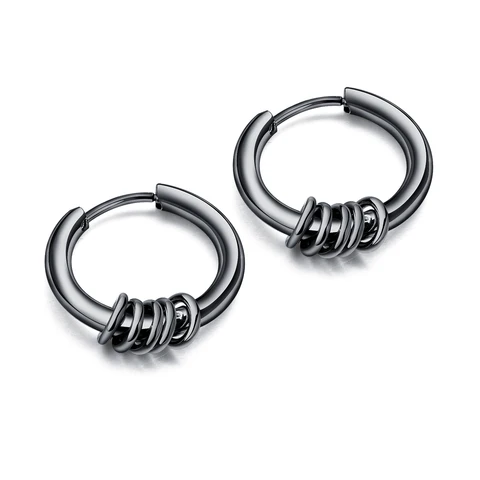 Version of Titanium Steel Earrings Stainless Steel Earrings, Trendy Jewelry Wild Personality Circle Trendy Mens Earrings