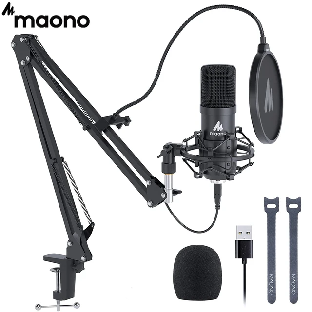 Maono-プロフェッショナルコンデンサーマイクキット,USB,192KHz/24ビット,PC,カラオケ,YouTube,音声レコーディング用