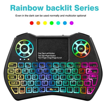 

Rechargeable wireless mouse and keyboard i8 Plus RGB 2.4G wireless mini backlit keyboard Touch Pad for HTPC Tablet Laptop PC