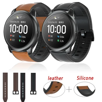 

Leather+Silicagel Strap For Xiaomi Haylou Solar LS05/huawei GT 2e/Amazfit GTR 47mm Bracelet Smart Watch For Huawei GT2 46MM band