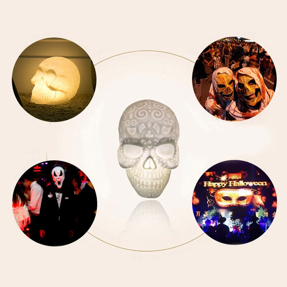 

LED Skull Night Light Color Changing Lamp Punisher Hologram Illusion Halloween Decorative Desk Lamp Special Toys For Kids