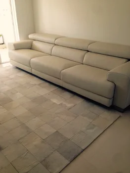 

White Cowhide Patchwork Rug Natural Cow Fur Style