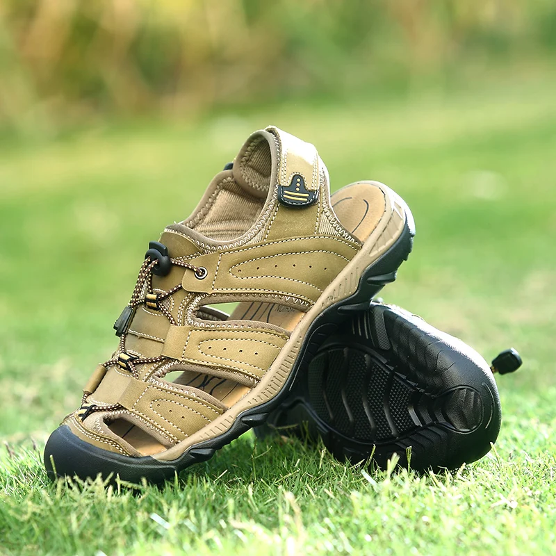 Classic Summer Men's Sandals Genuine Leather Men's Outdoor Beach Sandals Roman Design Men's Shoes Comfortable Men's Footwear