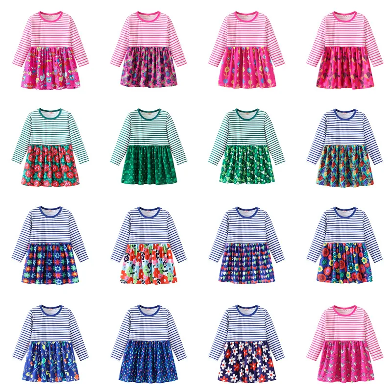 

Spring and Autumn Children's Dresses Children's Leisure Fashion Stripe Printing Long Sleeve Girls'Dresses christmas dress girl