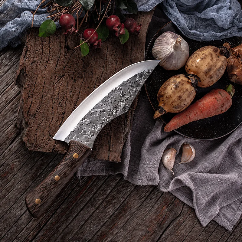 Coltello da macellaio fatto a mano coltelli da cucina affilati da 8  pollici coltello da mannaia per affettare con manico in legno custodia per  guaina