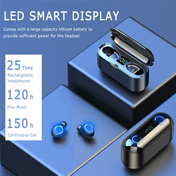 

F9-8 Wireless Headphones Bluetooth 5.0 Earphone TWS Smart Touch Sports Running Headset For IOS/Android Phones Binaural HD Call