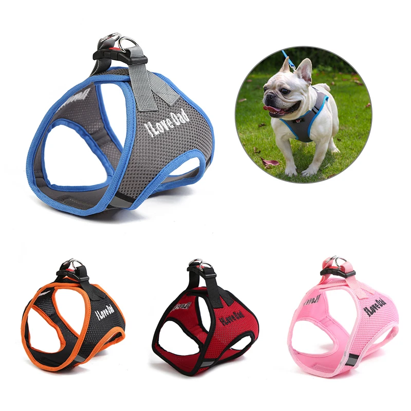 Soft Breathable Mesh Dog Harness Set Summer Adjustable Puppy Harnesses Vest For Medium Small dogs Walking Training accessories