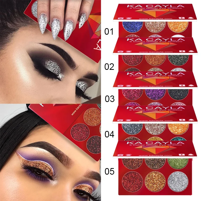 6 Colors Glitter Eyeshadow Makeup Pallete Matte Eye shadow Palette Shimmer and Shine Diamond Powder Pigment Cosmetics |