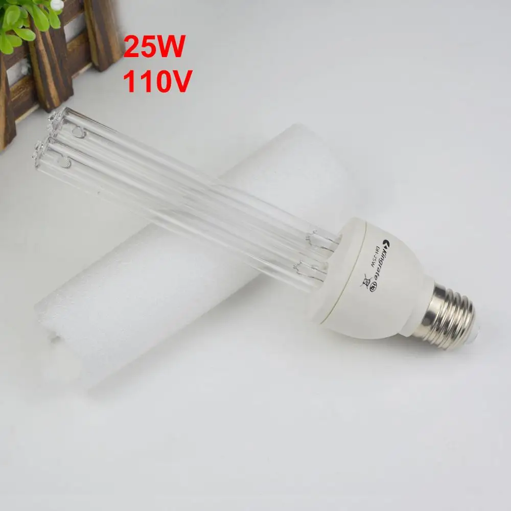 25W 110V No Plug UVC кварцевый обеззараживающий ультрафиолетовый светильник E27 220V 110V ультрафиолетовая трубчатая лампа дезинфекция ультрафиолетовое освещение для бактериальной клещей для ванной комнаты - Мощность в ваттах: 25W 110V No Plug