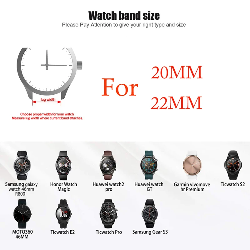 20/22 мм кожаный браслет для Samsung Galaxy часы 46мм 42мм / Samsung Gear S3 Frontier / Классический Умные часы Gear S2 S4 Бизнес / спорт Сменный ремешок смотреть аксессуары