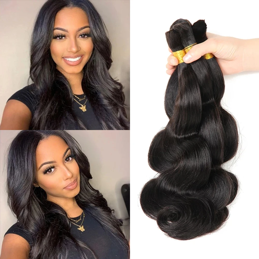 

Peruvian Human Hair Bulk for Braiding Body Wave Remy Hair Extensions No Weft Hair Bundles 3 Pcs/lot Natural Black For Women