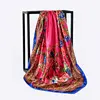 90*90cm Silk Spring Summer Lady Print Big Square Scarf Sunscreen Shawls Women Fashion Small Hair Neck Beach Hijab Bandanna 3