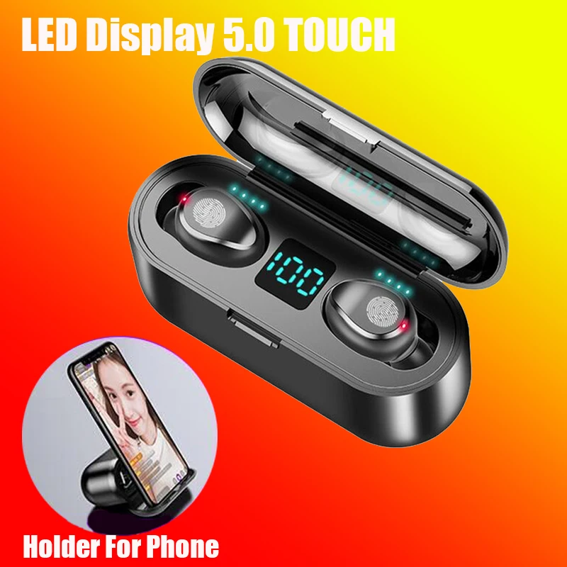 Wireless Earphone Bluetooth V5 0 TWS Sports Headphone LED Display holder for phone 2000mAh Power Bank Headset With Microphone