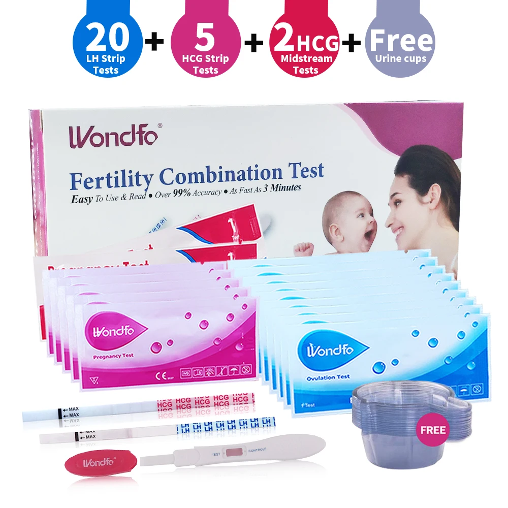 Wondfo 20 шт. овуляция+ 5 шт. тест на беременность моча полоски+ 2 шт. струйный тест на беременность моча наборы с мочой чашки