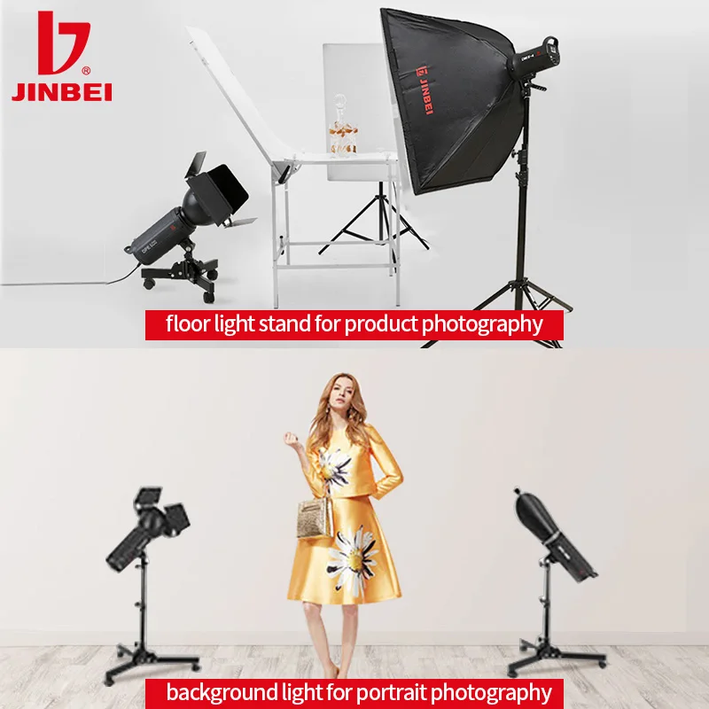 JINBEI Floor Light Stand DDJ20 Background Light Stand DDJ70 Dual-use Photography Fill Lighting with 3 Casters Wheel