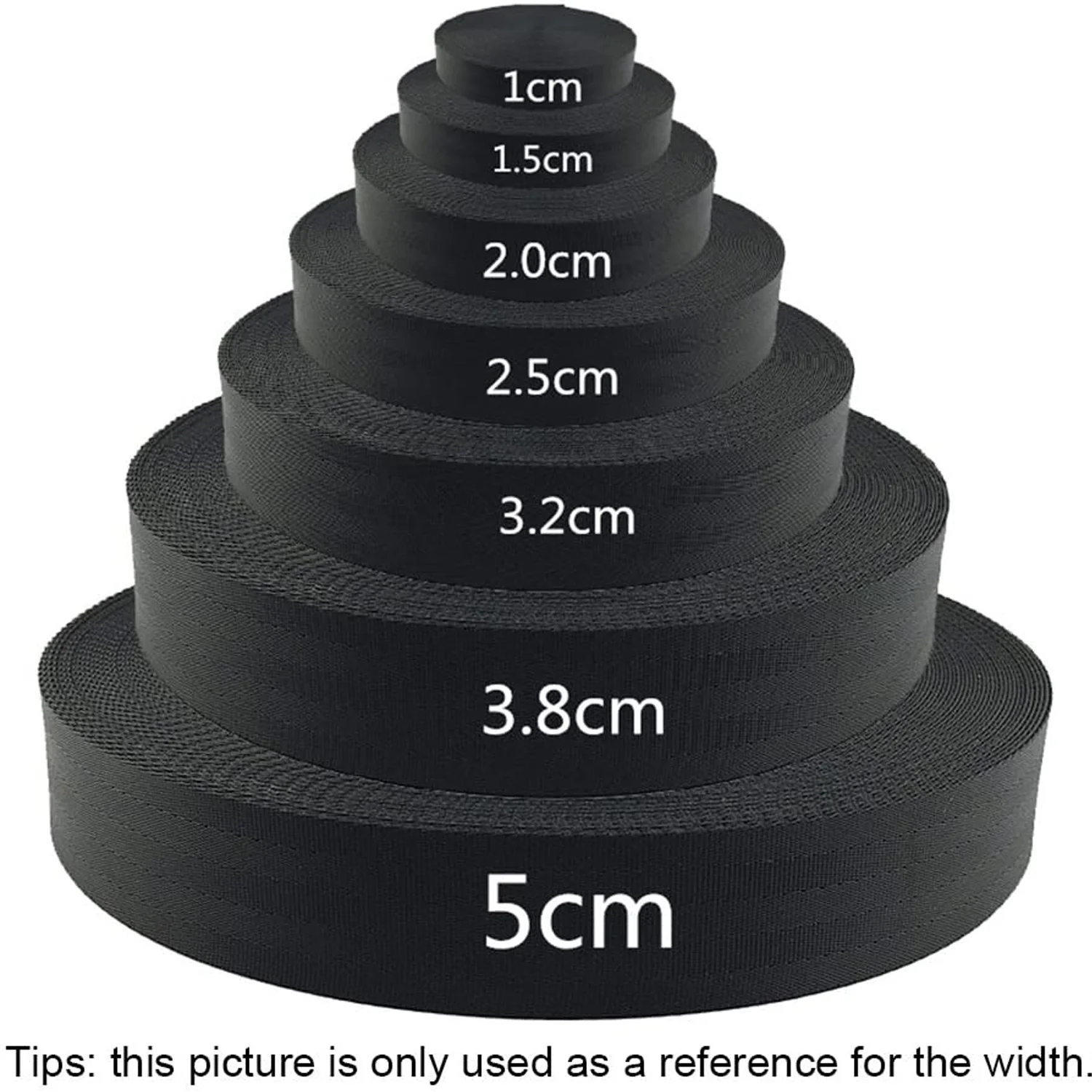 Nylon Webbing Strap Black Flat Heavy Fastening Strap for Bags Slings Belts Outdoor (20-50mm)