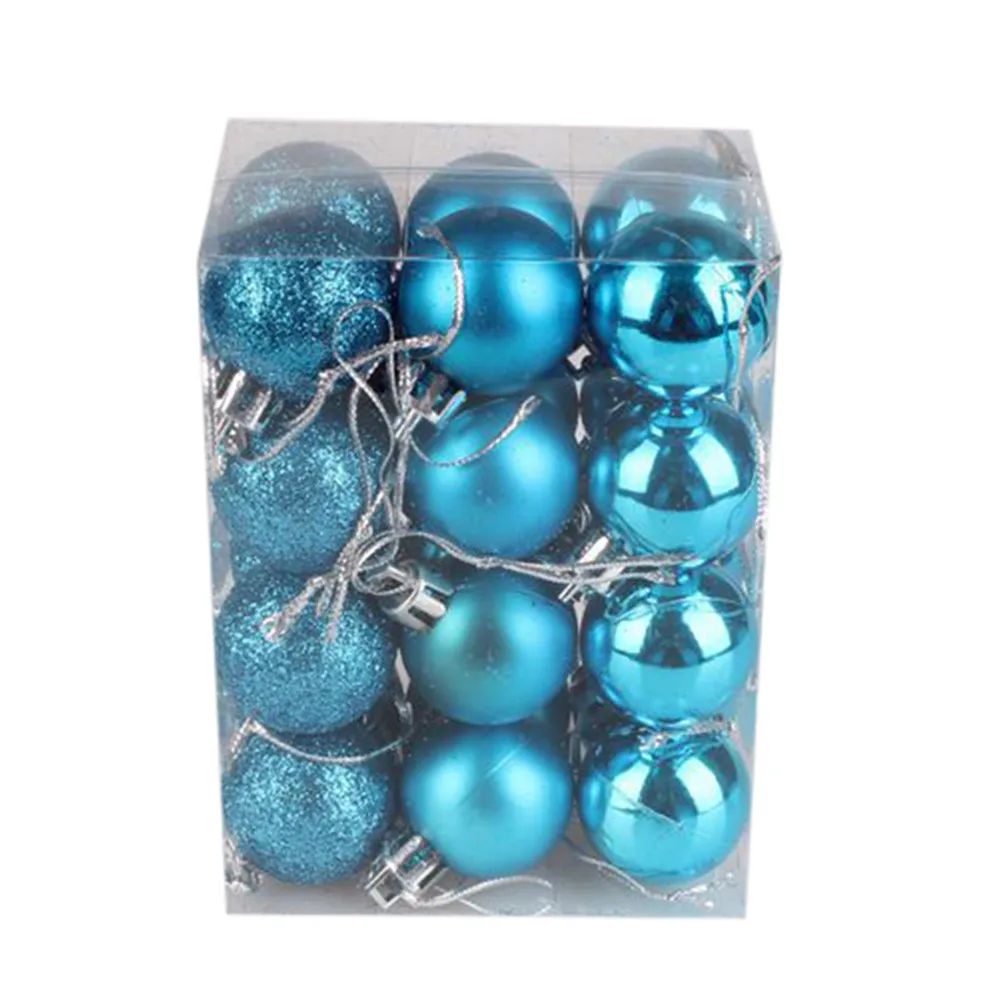 24pcs/lot 30mm Christmas Tree Decor Ball Bauble Xmas Party Hanging Ball Ornament decorations for Home Christmas Decorations 0912 - Цвет: Sky Blue