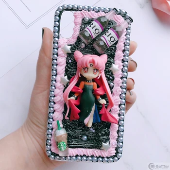 

For Samsung S20 ultra DIY case note 10 plus 3D Sailor Moon phone cover Galaxy s8/s9/S10+ Handmade creamy candy shell note8/note9